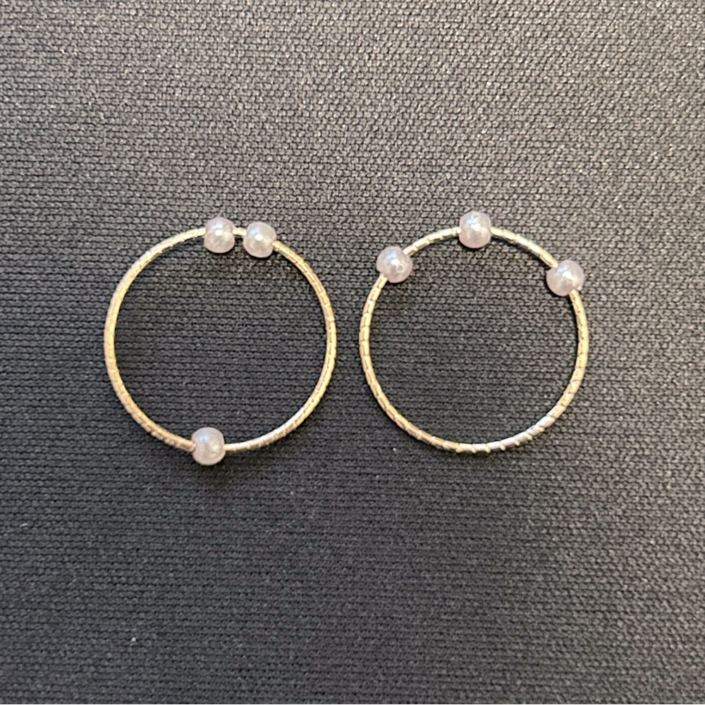 NEW // Set of 2 Gold & Pearl Bead Rings